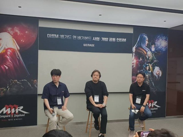 위메이드 김용석 기획팀장, 박의진 PD, 이장현 게임전략실장(자료 출처-게임동아)
