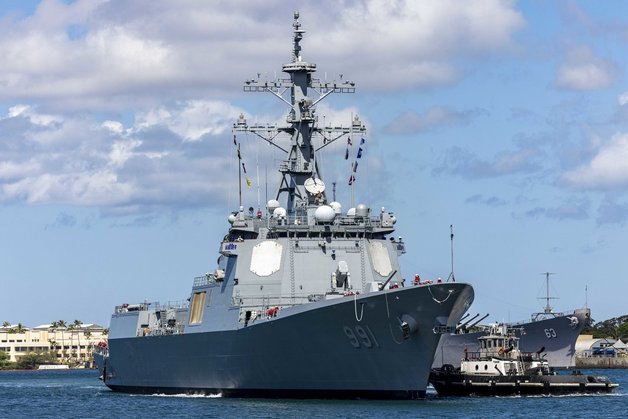 미 하와이에 도착한 우리 해군 이지스 구축함  세종대왕함‘.( 림팩 트위터)© 뉴스1