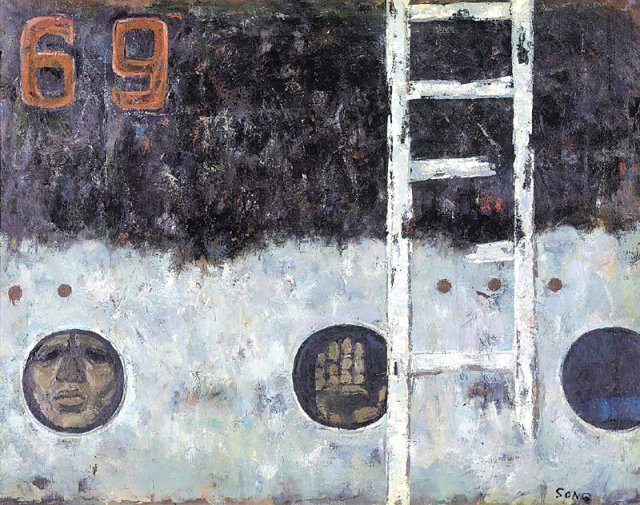 1969년 같은 해 작품인 ‘갈림(귀국선)’에도 부서진 사다리가 등장한다. 광주시립미술관 하정웅컬렉션 제공