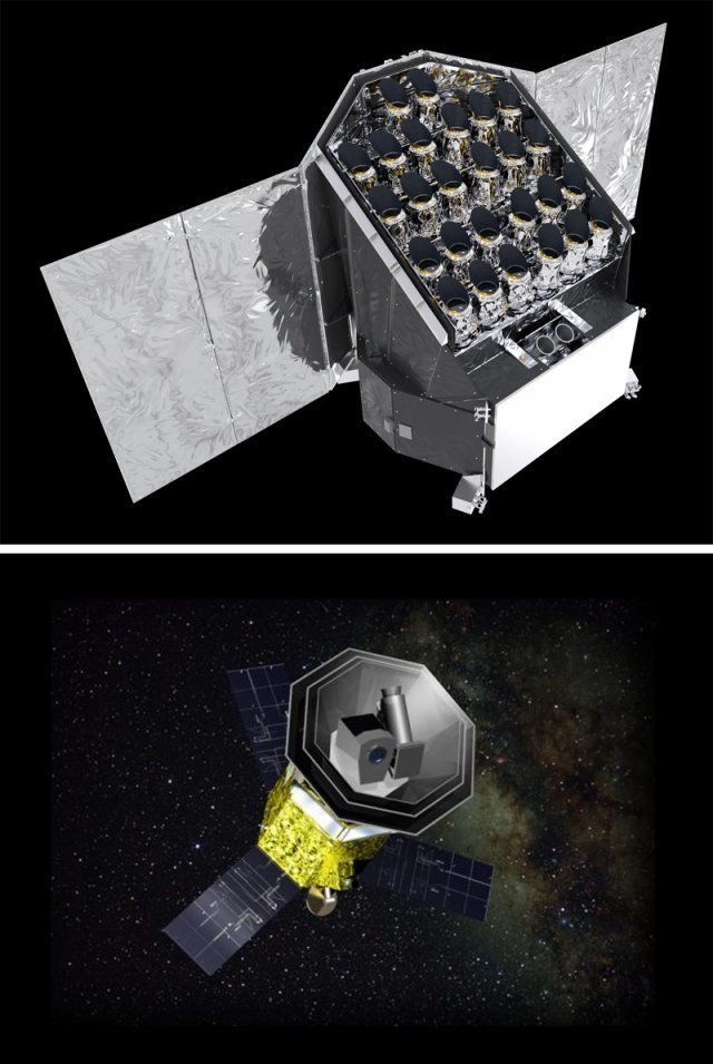 유럽우주국(ESA)이 2026년 발사를 목표로 개발 중인 ‘플라토(PLATO)’(위쪽 사진). 일본항공우주개발기구(JAXA)가 개발 중인 중력파 관측 우주망원경 ‘라이트버드’. ESA·JAXA 제공