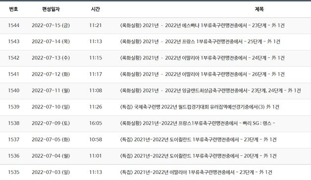 북한 조선중앙TV가 거의 매일 유럽 프로축구 리그 경기를 녹화방송하고 있다. 북한정보포털