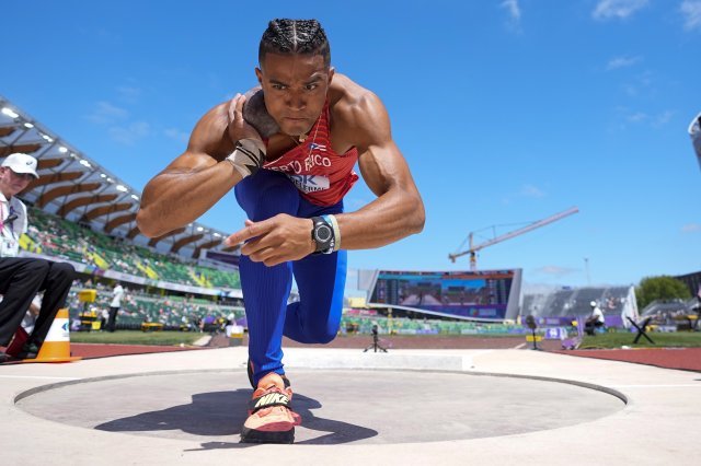 푸에르토리코의 Ayden Owens-Delerme가 23일 오리건주 유진에서 열린 세계 육상 선수권 대회 10종 경기에 출전해 있다. AP 뉴시스