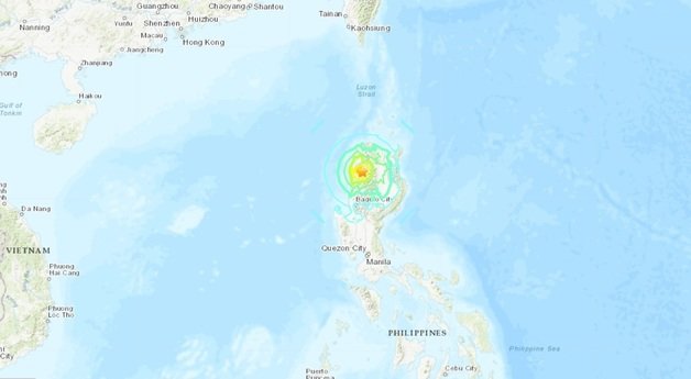 필리핀 루손 섬에서 27일(현지시간) 오전 규모 7.1 강진이 발생했다고 미국 지질조사국(USGS)이 밝혔다. (USGS 갈무리)
