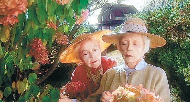 영화 ‘8월의 고래’에서 언니 세라(왼쪽)는 노년을 비관하는 동생 리비와 달리 소소한 일상에서 기쁨을 찾는다. 키노필름 제공