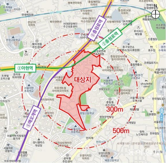 공공재개발 후보지로 지정된 마포구 아현동 699 일대. 국토교통부 제공