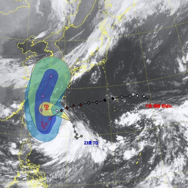지난달 28일부터 1일 오전까지 제11호 태풍 힌남노 이동 경로(기상청 제공) ⓒ News1