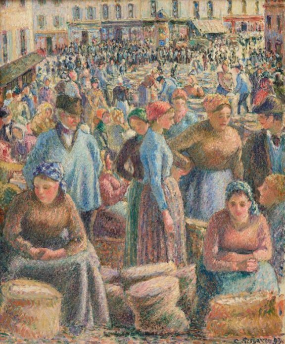 카미유 피사로,  퐁투아즈 곡물 시장,  1893,  캔버스에 유채,  46.5×39cm,  국립현대미술관 이건희컬렉션