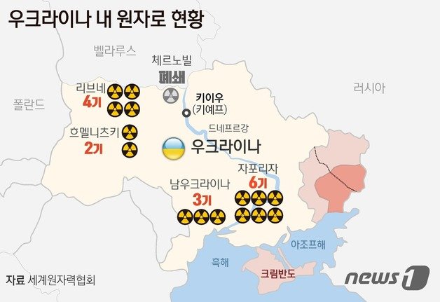 우크라이나 원전 보유 현황. ⓒ News1