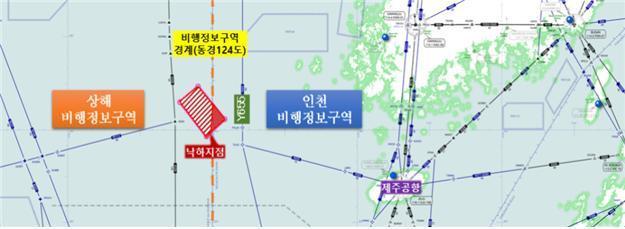 중국 우주발사체 파편 낙하 예상 지점. 국토교통부 제공