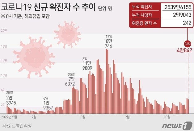 코로나19 신규 확진자 수 추이 ⓒ News1