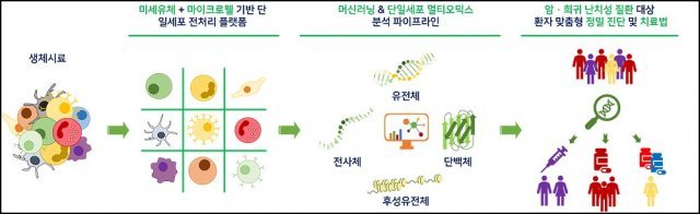 단일세포 유전체 멀티오믹스 분석을 포함한 아이노클의 연구 분야. 출처 = 아이노클