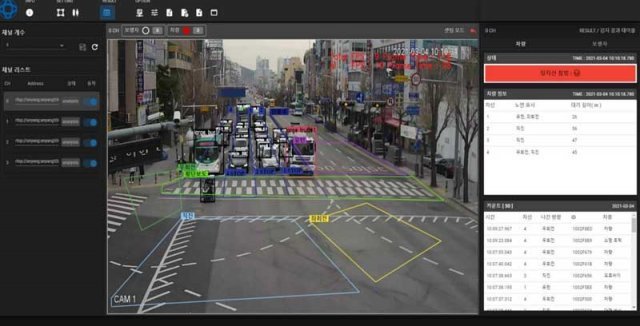 AI 카메라로 통행량이나 차량 종류, 위험 요소 등을 자동 분석하는 스마트 교차로 시스템 (출처=라온로드)