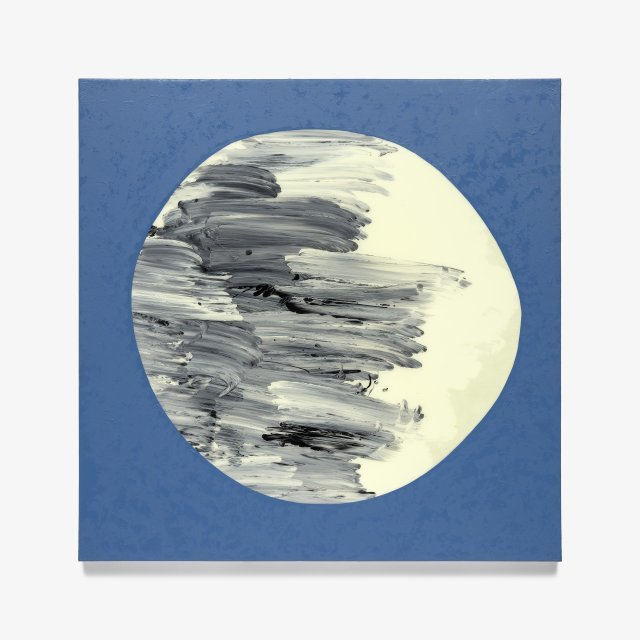 강익중, 달이 뜬다, 2022, 린넨에 아크릴릭, 120 x 120 x 4 cm, 갤러리현대 제공