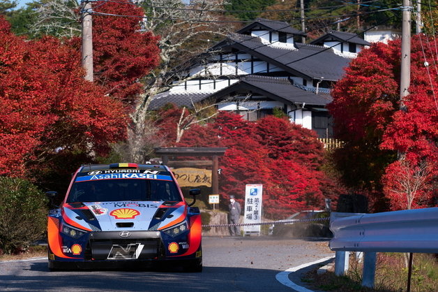 ‘2022 월드랠리챔피언십’ 일본 랠리에 참가한 현대자동차 ‘i20 N Rally1 하이브리드’ 경주차의 모습.(현대자동차 제공)