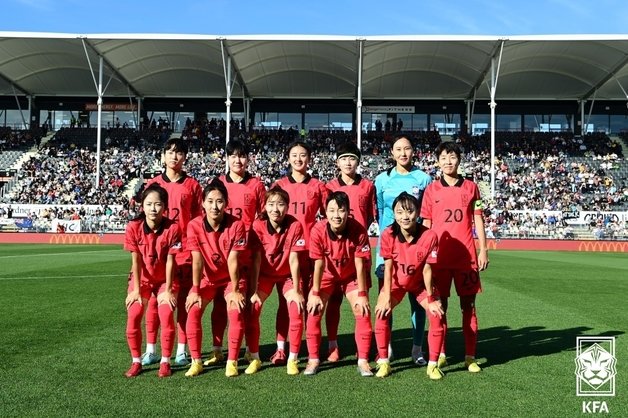 뉴질랜드와 1-1로 비긴 여자 축구대표팀. 대한축구협회 제공
