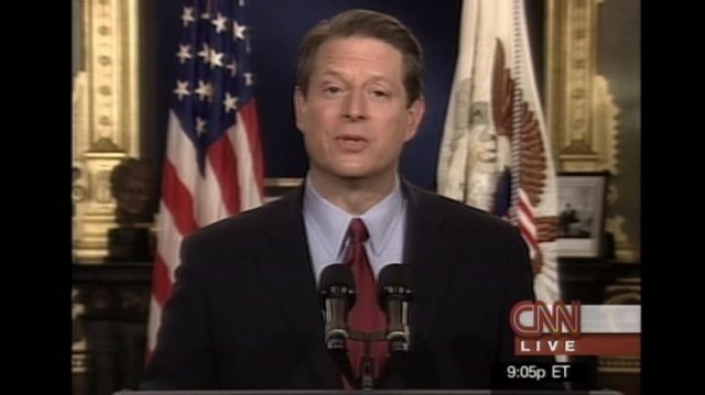 2000년 대선 때 앨 고어 부통령이 백악관에서 패배 연설을 하는 모습. CNN 캡처