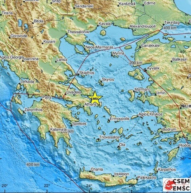 29일(현지시간) 오후 10시06분께(한국시간 30일 오전 5시06분) 그리스 수도 아테네에서 55㎞ 떨어진 에게해에서 규모 5.1의 지진이 발생했다고 유럽지중해지진센터(EMSC)가 밝혔다.(EMSC 홈페이지 갈무리).