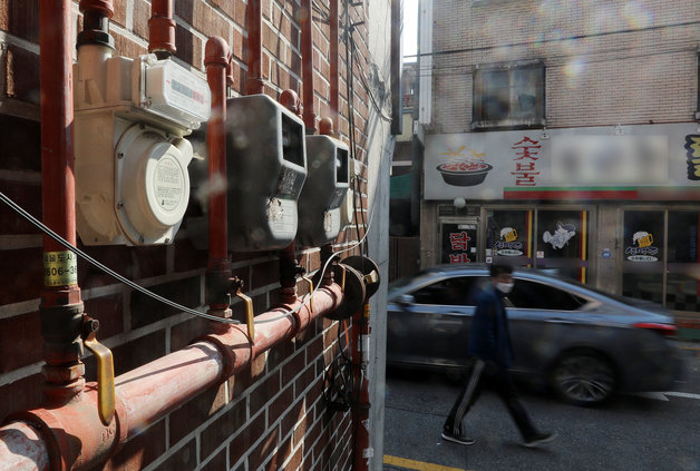정부가 이르면 다음 달부터 겨울철 서민들의 난방비 부담을 덜기 위해 액화천연가스(LNG)와 액화석유가스(LPG)에 붙는 관세를 한시적으로 0%까지 내린다. 이번 조치로 가구마다 도시가스 요금이 매월 1400원 정도 내려갈 전망이다. 사진은 30일 서울 시내 주택가에 설치된 가스 계량기의 모습. 2022.10.30 뉴스1