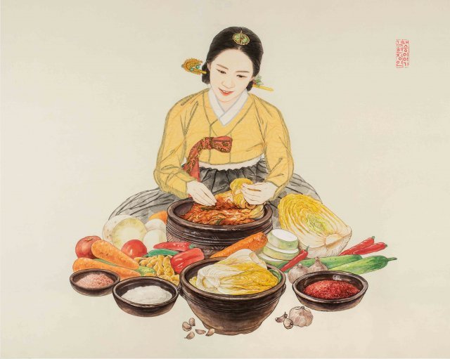미국 ‘김치의 날’ 제정을 기원하기 위해 특별히 제작한 김현정 화가의 작품.