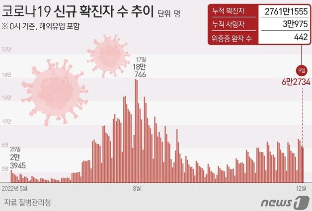 코로나19 신규 확진자 수 추이 ⓒ News1