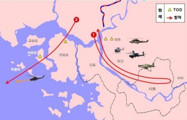합동참모본부가 제출한 북한 무인기 항적. 국회 국방위 제공