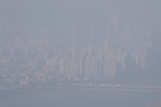 울산과 부산에 초미세먼지 비상저감조치가 시행된 6일 울산 북구 염포산전망대에서 바라본 도심이 미세먼지에 덮여 뿌옇게 보이고 있다. 2023.1.6/뉴스1