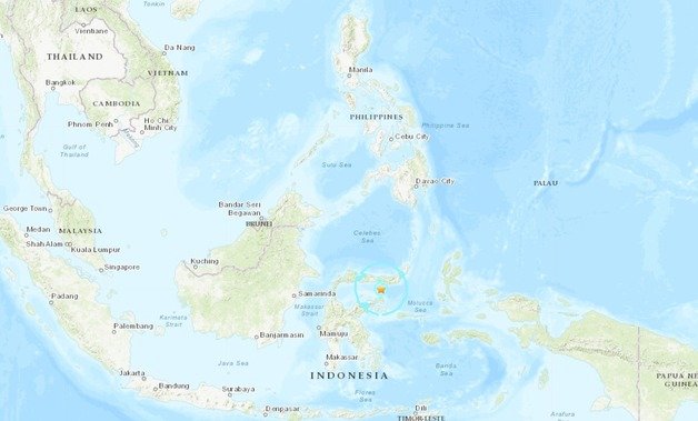 인도네시아 술라웨시섬 해역서 규모 6.3 지진이 발생했다. (USGS 갈무리)