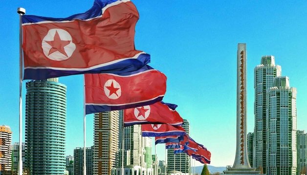 북한 인공기. (평양 노동신문=뉴스1)