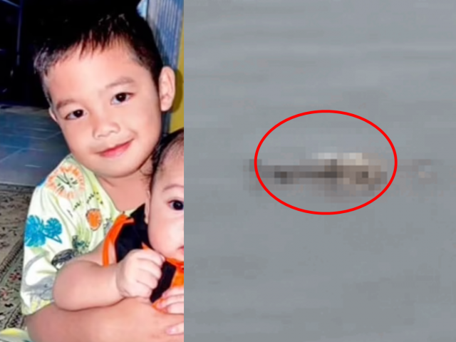 인도네시아에서 실종됐던  무함마드 지야드 위자야(4세·왼쪽)의 시신을 한 악어가 어부에게 인계한 영상이 SNS에 올라왔다. 유튜브 갈무리