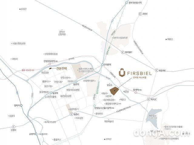 인덕원 퍼스비엘 지역도. 대우건설 제공