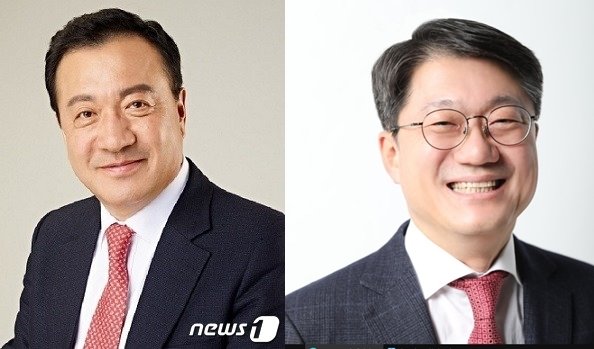 국민의힘 엄태영(왼쪽) 국회의원, 김진모 청주 서원당협위원장. / 뉴스1