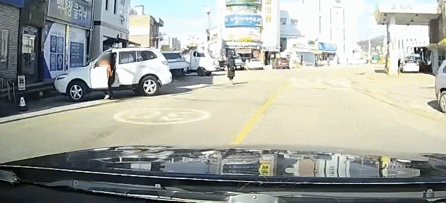 운전자가 후진하는 자신의 차량에 깔렸다. 유튜브 채널 ‘한문철TV’