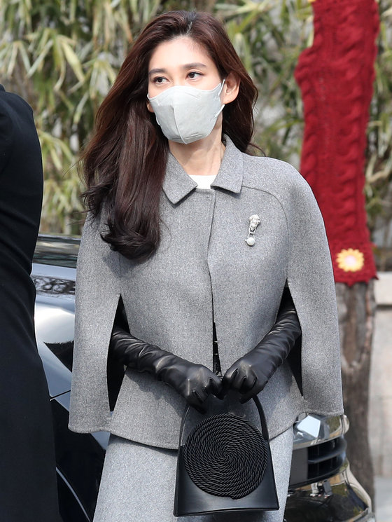 이부진 호텔신라 사장이 11일 오후 서울 중구 정동제일교회에서 열린 정몽규 HDC그룹 회장의 장남 정준선 카이스트 교수의 결혼식에 참석하고 있다. 2023.2.11/뉴스1