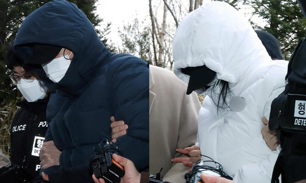 초등학교 5학년 아들을 학대해 숨지게 한 혐의로 구속된 친부와 계모. 뉴스1