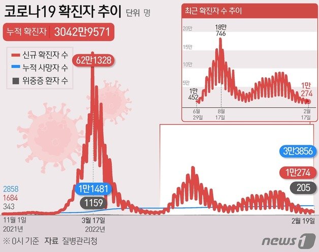 2021년 11월 1일 이후 코로나19 확진자 수 추이 ⓒ News1