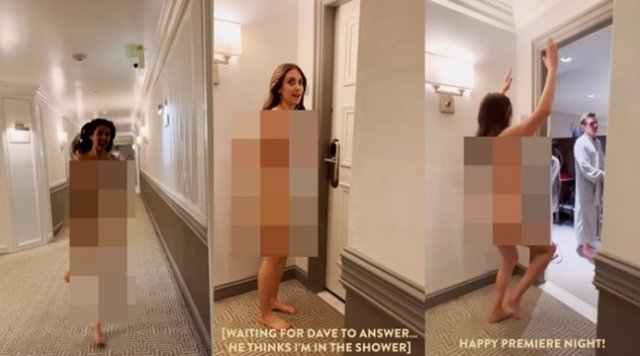 미국 배우 앨리슨 브리(42)가 알몸으로 호텔을 뛰어다니는 영상을 직접 공개했다. 앨리슨 브리 인스타그램(@alisonbrie) 갈무리