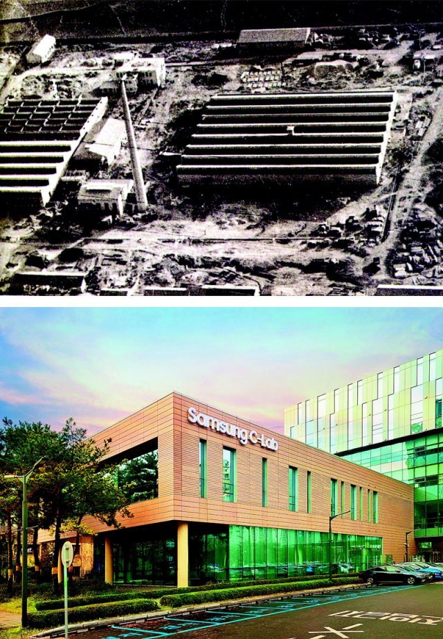 1956년 삼성 제조업의 모태가 됐던 제일모직 대구공장(위쪽 사진) 부지에 삼성전자의 지역 스타트업 육성 거점인 ‘C랩 아웃사이드 대구캠퍼스’가 22일 문을 열었다. 삼성전자 제공
