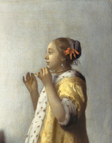 요하네스 베르메르, 진주 목걸이를 한 여자(작품 일부), c. 1662-64. 사진:라익스미술관