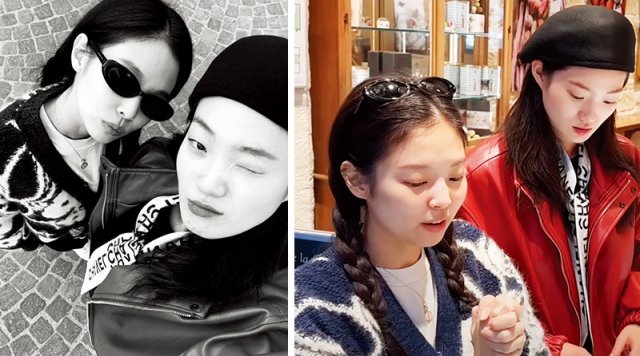 프랑스 파리에서 만난 블랙핑크 제니와 신현지는 각각 자신의 인스타그램에 인증샷을 올렸다.