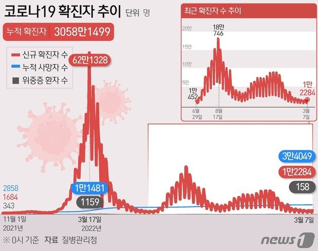 코로나19 확진자 추이 ⓒ News1