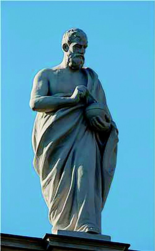 오스트리아 빈 자연사 박물관의 엠페도클레스 석상(프리드리히 베어 작). 사진 출처 위키피디아