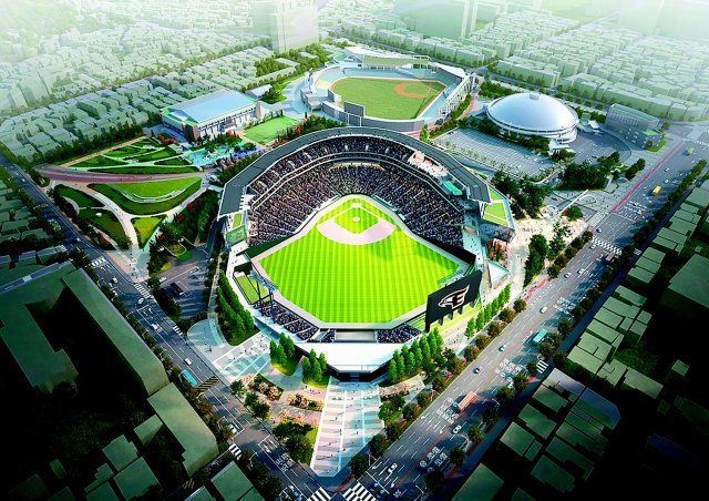 대전시민의 새로운 스포츠 문화·여가공간이 될 한화 이글스의 새 안방구장 ‘베이스볼 드림파크’ 조감도. 공사는 2025년 3월 마무리된다. 대전시 제공