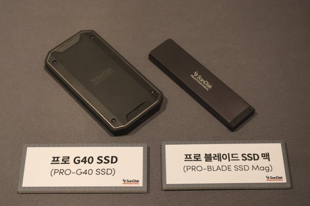 샌디스크 프로페셔널 프로 G40 SSD(좌측)과 프로 블레이드 SSD 맥(우). 출처=IT동아