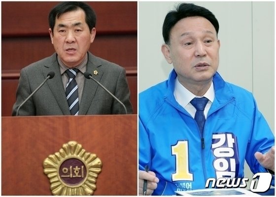 왼쪽부터 김종식 전 전북도의원, 강임준 군산시장./뉴스1