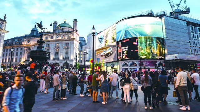 In cooperation with the Bid Committee for World Expo 2030 Busan, Samsung Electronics features promotional videos for the World Expo 2030 Busan on large LED billboards in major landmarks across the world, including Piccadilly Circus in London, the U.K. Photo by Samsung Electronics