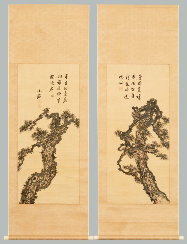 조선 후기 서화가 소치 허련이 그린 ‘송도 대련’. 힘차게 뻗은 소나무를 담은 이 작품은 허련 특유의 건필과 호방한 작품세계를 보여준다는 평가를 받는다. 국립광주박물관 제공