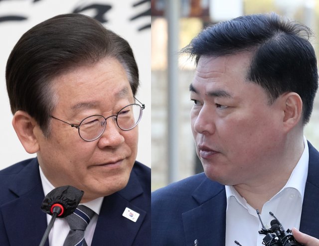 이재명 대표(왼쪽)와 유동규 전 본부장이 2021년 9월 대장동 의혹이 불거진 이후 처음으로 31일 법정에서 대면했다. 뉴스1