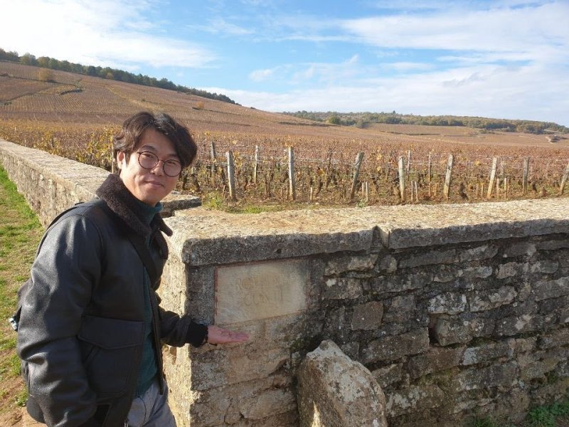 프랑스 부르고뉴 지역에 있는 그랑크뤼 포도밭, 로마네 콩티(Romanée-Conti)를 방문하기도 했던 양갱. 로마네 콩티 와인은 고가 와인의 대명사로 통하기도 한다. 출처 : Yanggang Wine TV