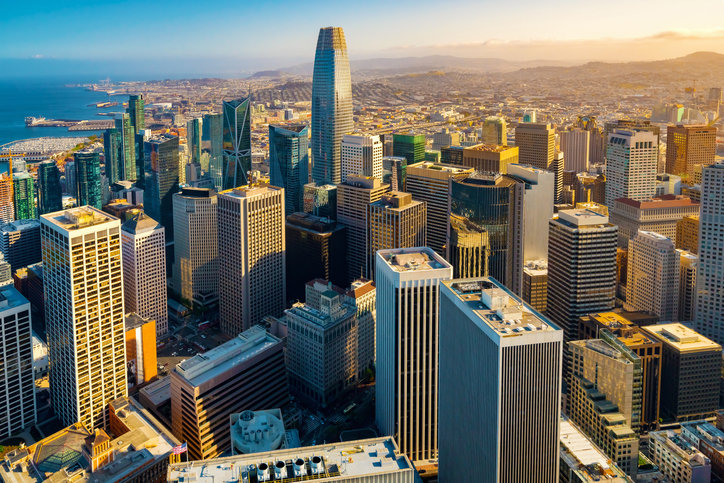 샌프란시스코 도심 오피스 밀집 지역. 기술 기업이 많은 샌프란시스코는 사무실 부동산이 가장 크게 타격을 입은 도시로 꼽힌다. 게티이미지