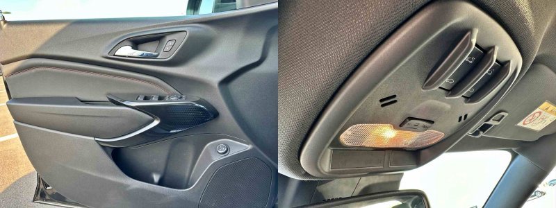 쉐보레 트랙스 크로스오버 도어트림(왼쪽)과 실내등. 출처=IT동아